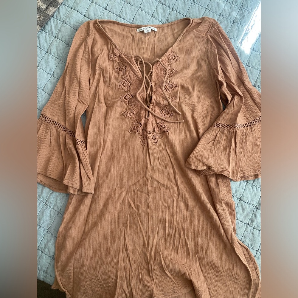 O'Neill Lace-Up beach Cover up in Dusty Peach